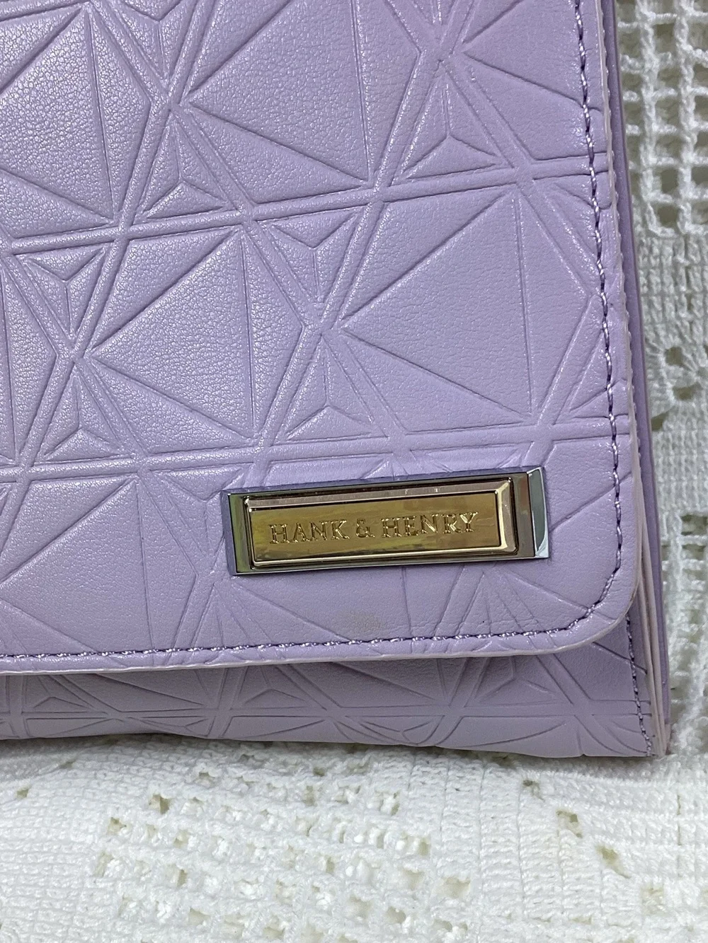 Hank & Henry Lilac Geometric Embossed Crossbody Bag